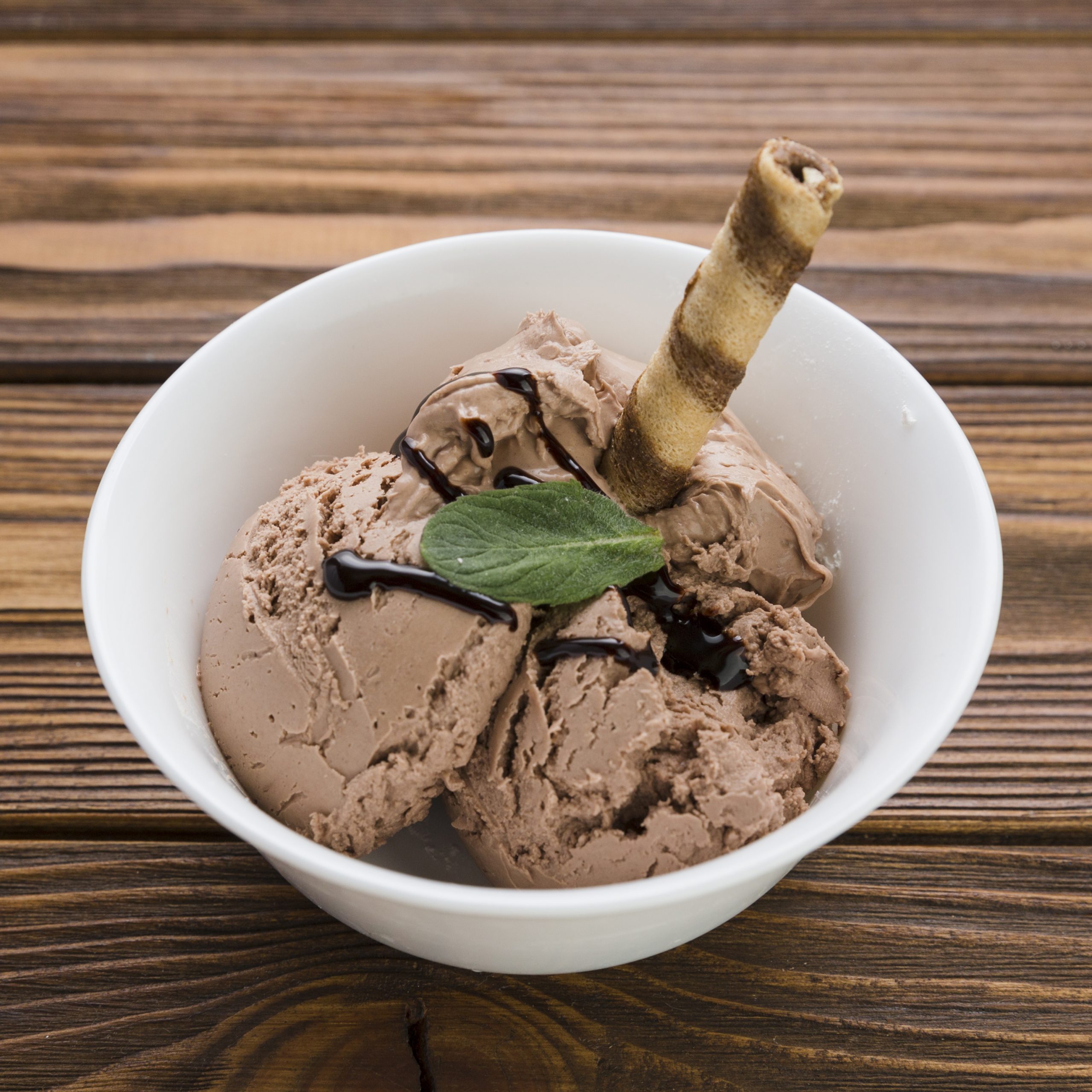 bowl decorated chocolate ice cream